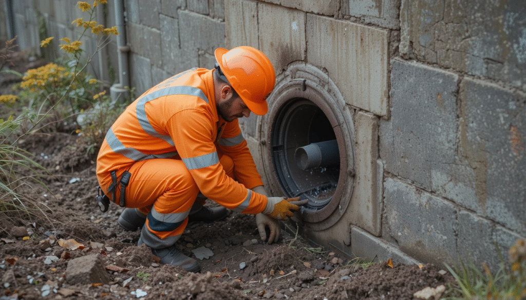 imagem de funcionário fazendo desentupimento de esgoto desentupidora em bh desentopenet